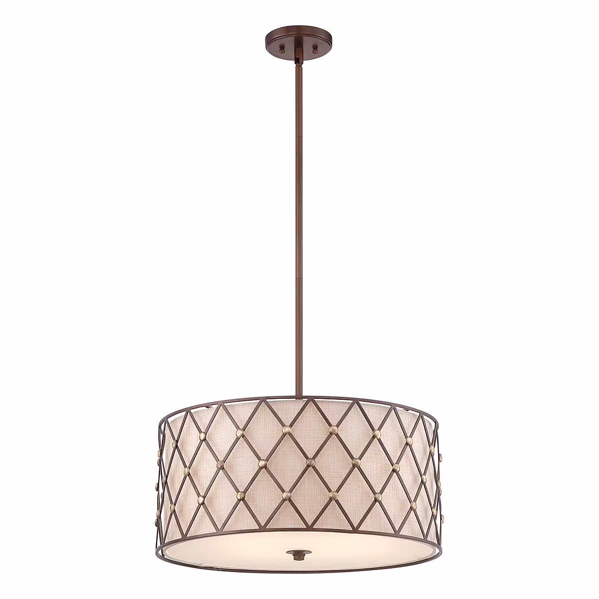 Elstead Brown Lattice – Grand plafond suspendu à 4 ampoules en treillis brun cuivre, E27