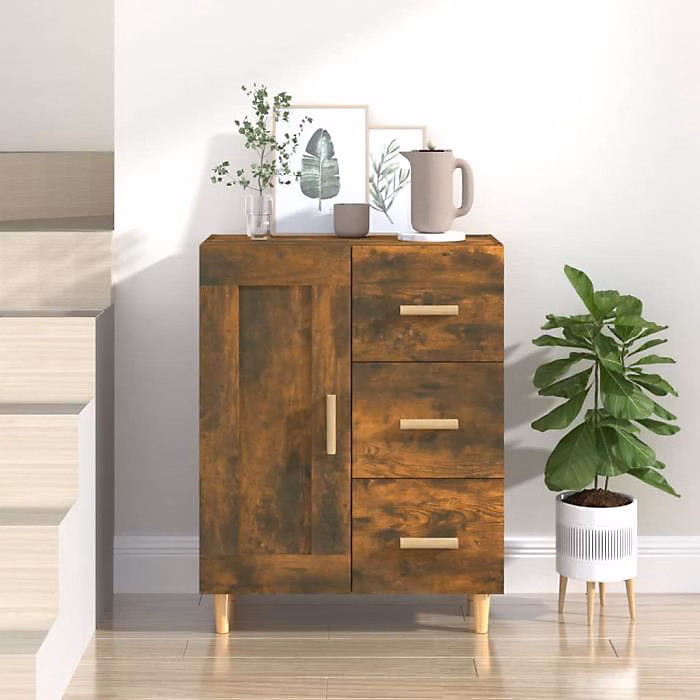817369 vidaXL Buffet Chêne fumé 69 – 5 × 34 × 90 cm Bois d'ingénierie