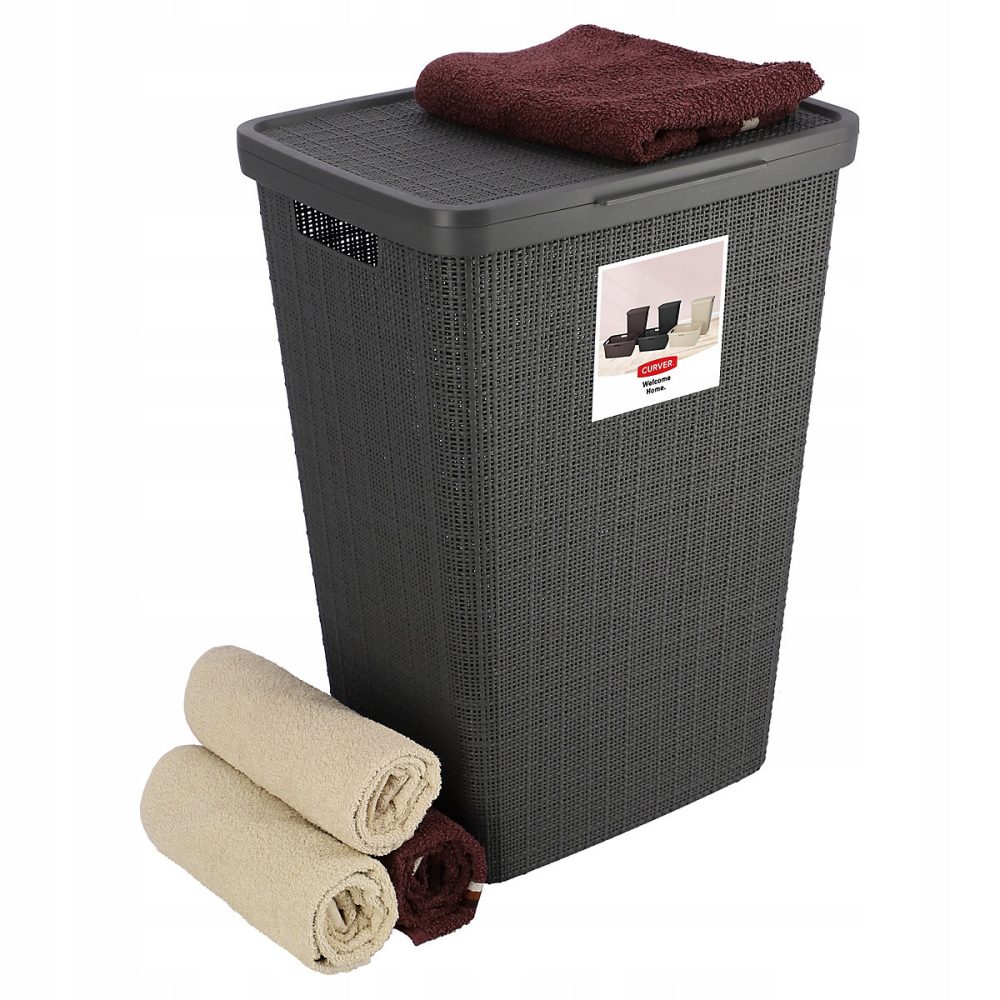 Accessoires de salle de bains – CURVER Panier à linge 58 L Gris foncé