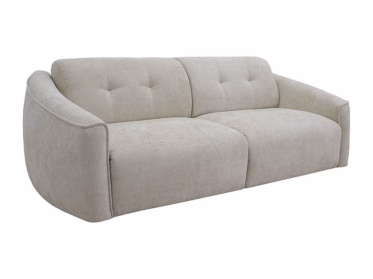 Canapé 4 places convertible express en tissu texturé beige – Couchage 160 cm, Matelas 13 cm mémoire de forme ASUFA