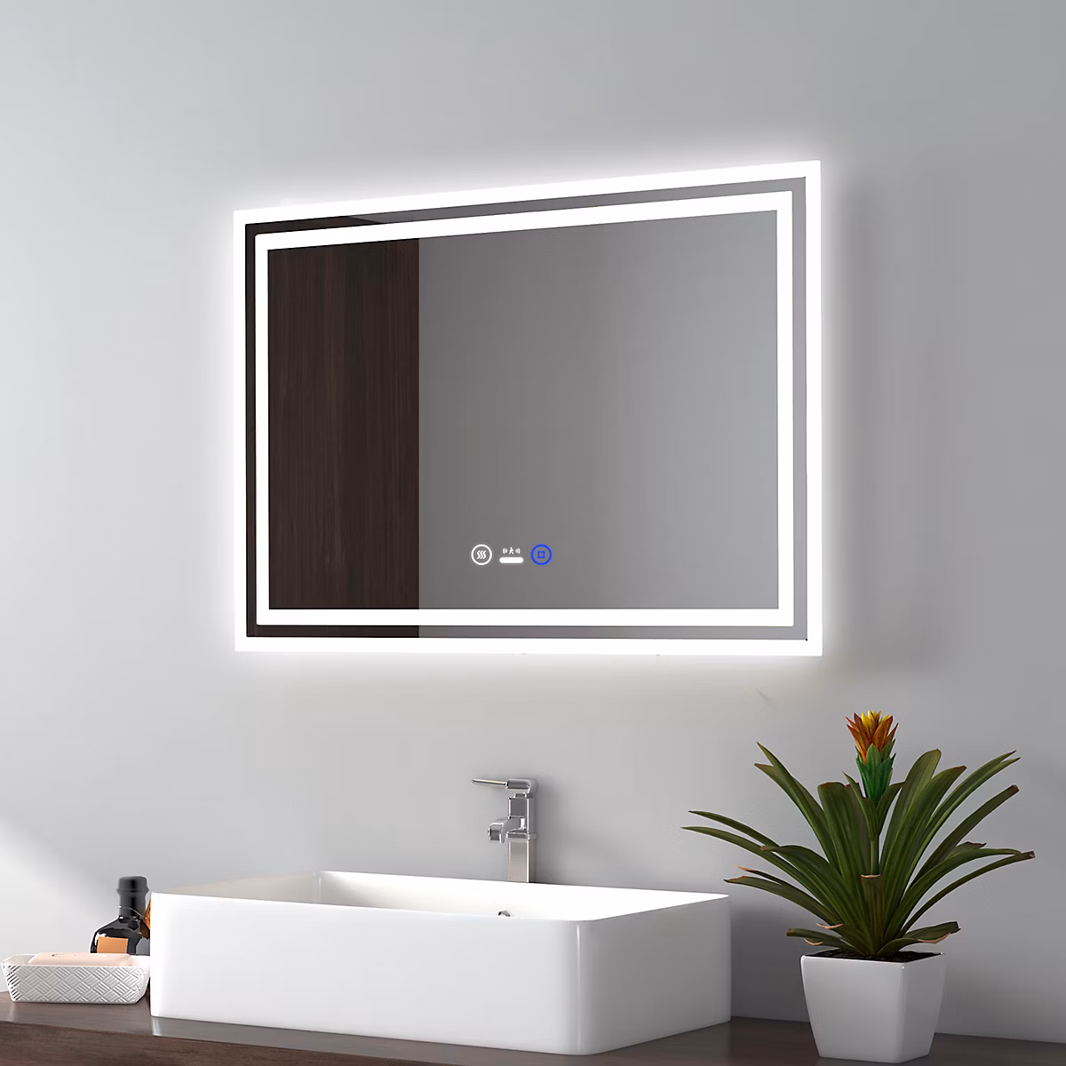 EMKE Miroir lumineux salle de bain 50 × 70cm – Capteur de Mouvement, Interrupteur tactile, Anti, buée, Lumière Froide/Chaude/Neutre