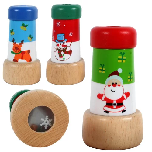 Kaléidoscope de Noël en bois peint coloris assortis Ø 4,4 x H 8,3 cm
