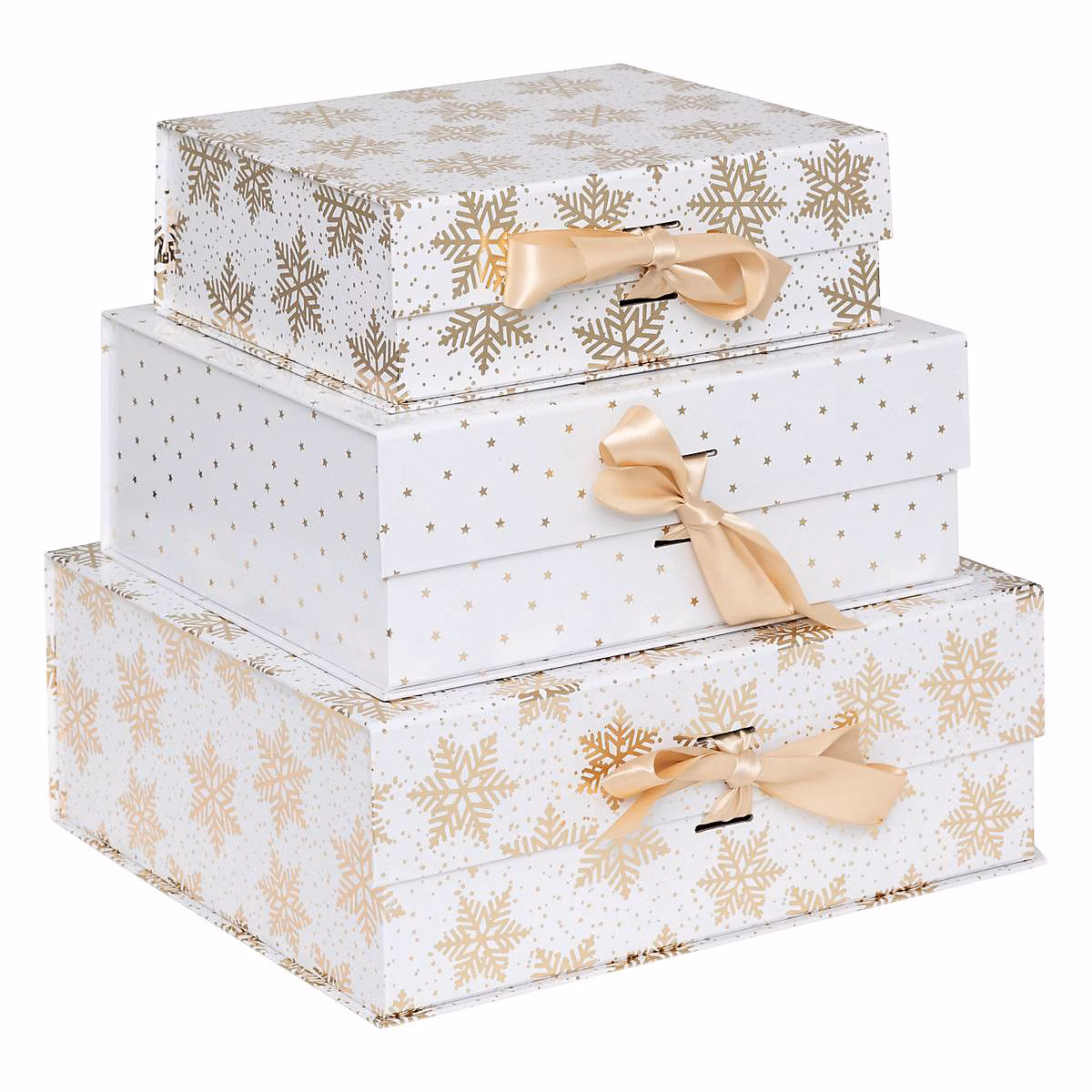 BOITE KDO FLOCON ETOILES OR X3 – Feeric Lights & Christmas