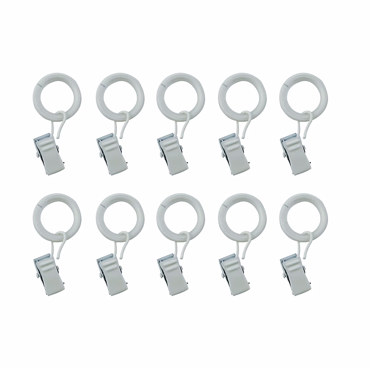 Tringle à rideaux – Ensemble d'anneaux GoodHome 10 mm avec clip blanc mat Nisis