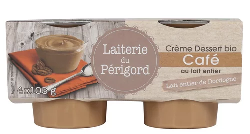 Crème dessert bio au café Laiteries du Périgord - 4 x 105 g