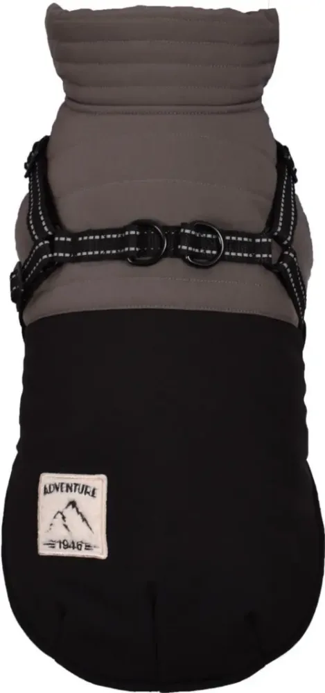 Manteau pour chien coloris noir avec harnais et sangle réfléchissante Bobby Tour - Taille 56XL