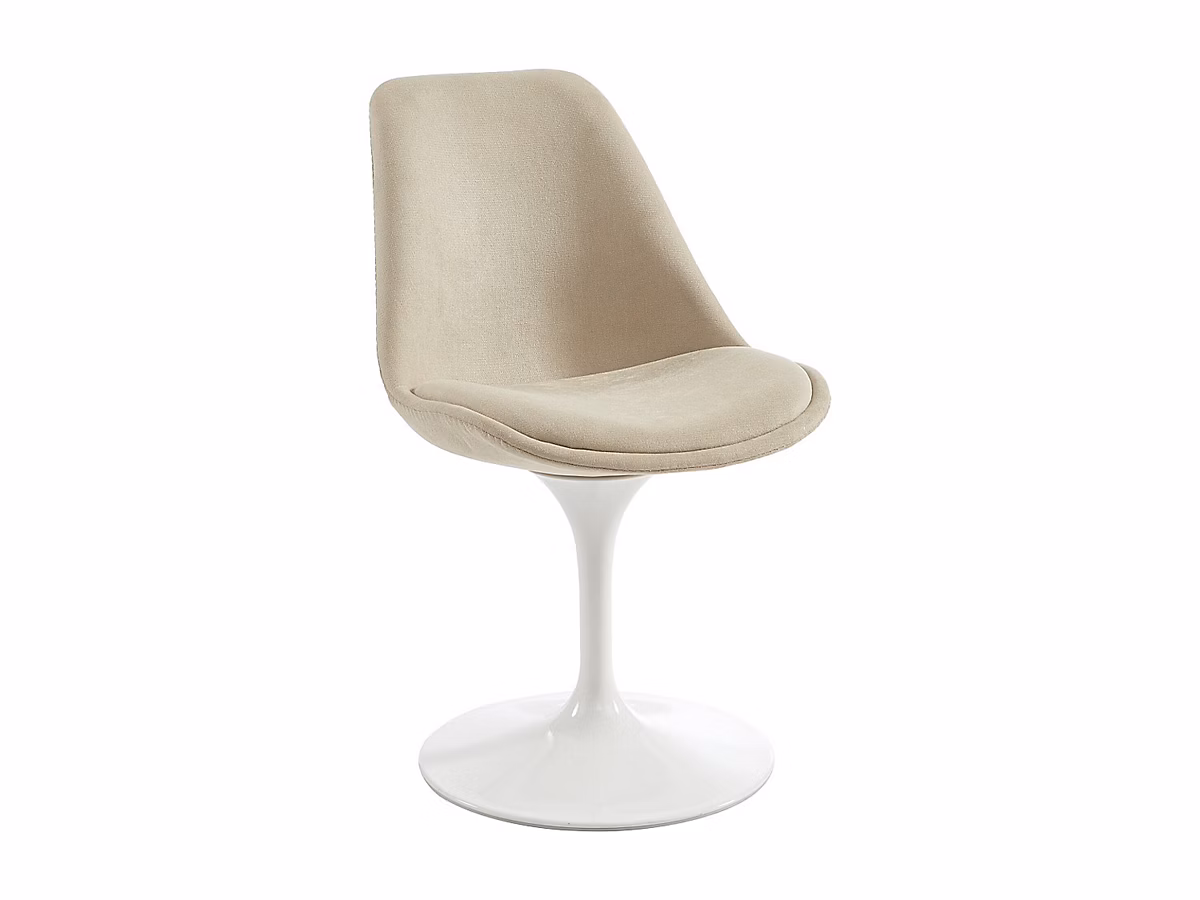Chaise pivotante en tissu texturé et acier | Beige et Blanc – XAFY