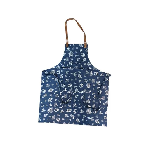 Tablier 2 poches barbecue coloris bleu en coton - 80 x 85 cm