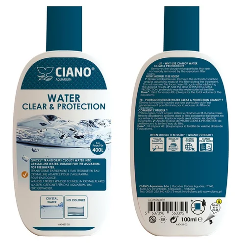 Traitement d'eau protecteur pour aquarium, effet clair, CIANO - 100ml