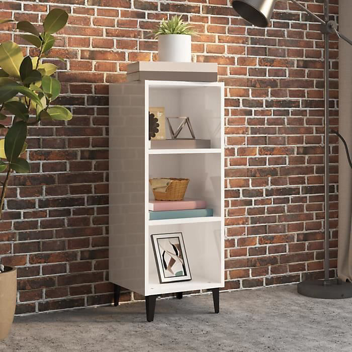 812390 vidaXL Buffet Blanc brillant 34 – 5x32, 5 × 90 cm Bois d'ingénierie
