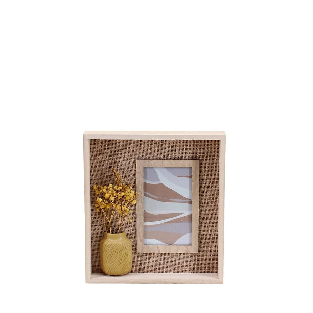 Cadre photo avec fleurs sécheés 24 × 22cm