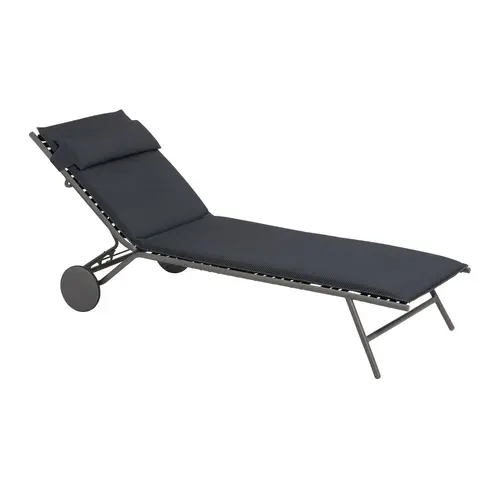 Bain de soleil Miami II Lafuma coloris gris structure en acier et matelassé BeComfort® - 77 x 184 x 76 cm