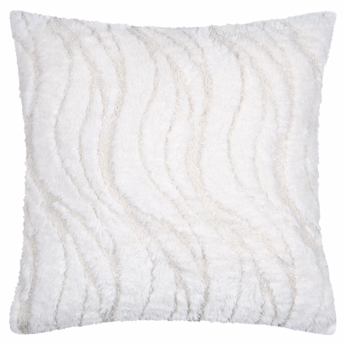 Coussin imitation fourrure vagues (45 × 45 cm – Ecru)