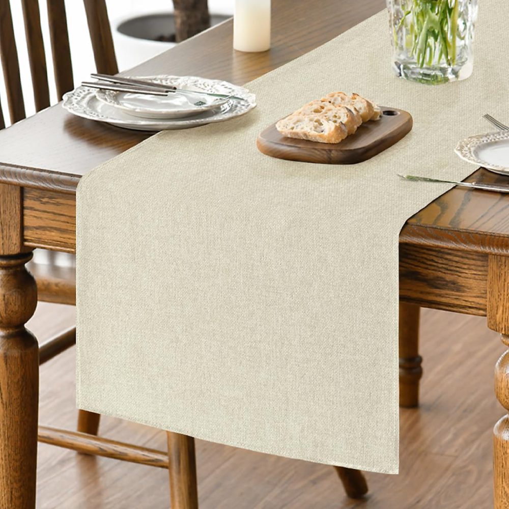 Chemin de Table Polyester Beige 40 × 100 cm