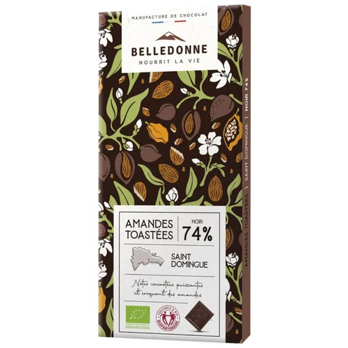 Tablette de chocolat noir 74 % aux amandes bio - 100 g