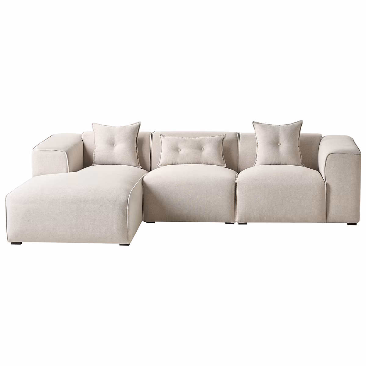 Canapé d'angle 3 places DOLVA Tissu Beige clair Côté droit – Réf. HHGCIRNCE7509068381
