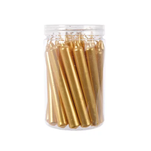 Boite de 22 mini cierges à finition métal or - Ø 1,3 x H 10, 5 cm