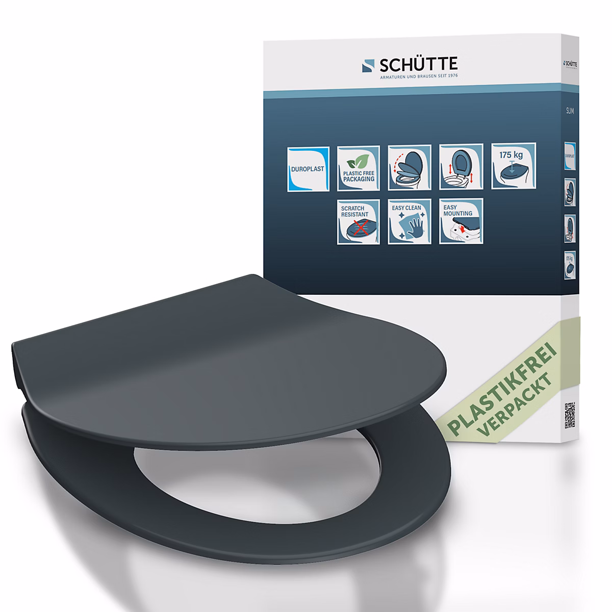 Abattant WC extra fin en duroplast SLIM avec frein de chute Anthracite – Réf. DJZFBDYYO9662100111