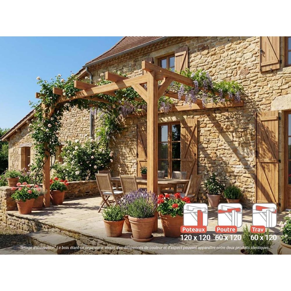 JARDIDECO Pergola adossée en lamellé – 300 cm 264 cm