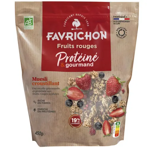 Muesli croustillant protéiné fruits bio Favrichon - 450 g