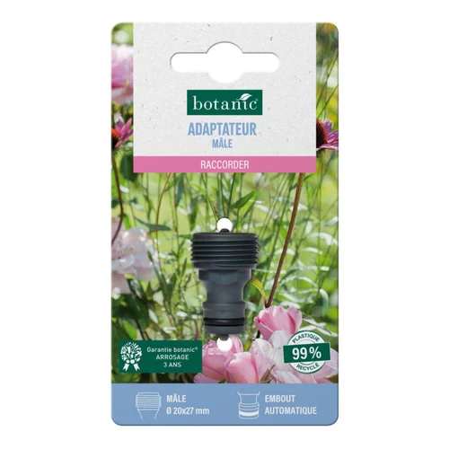 Adaptateur mâle botanic® - Ø 20 x 27 mm avec embout automatique pour arrosage