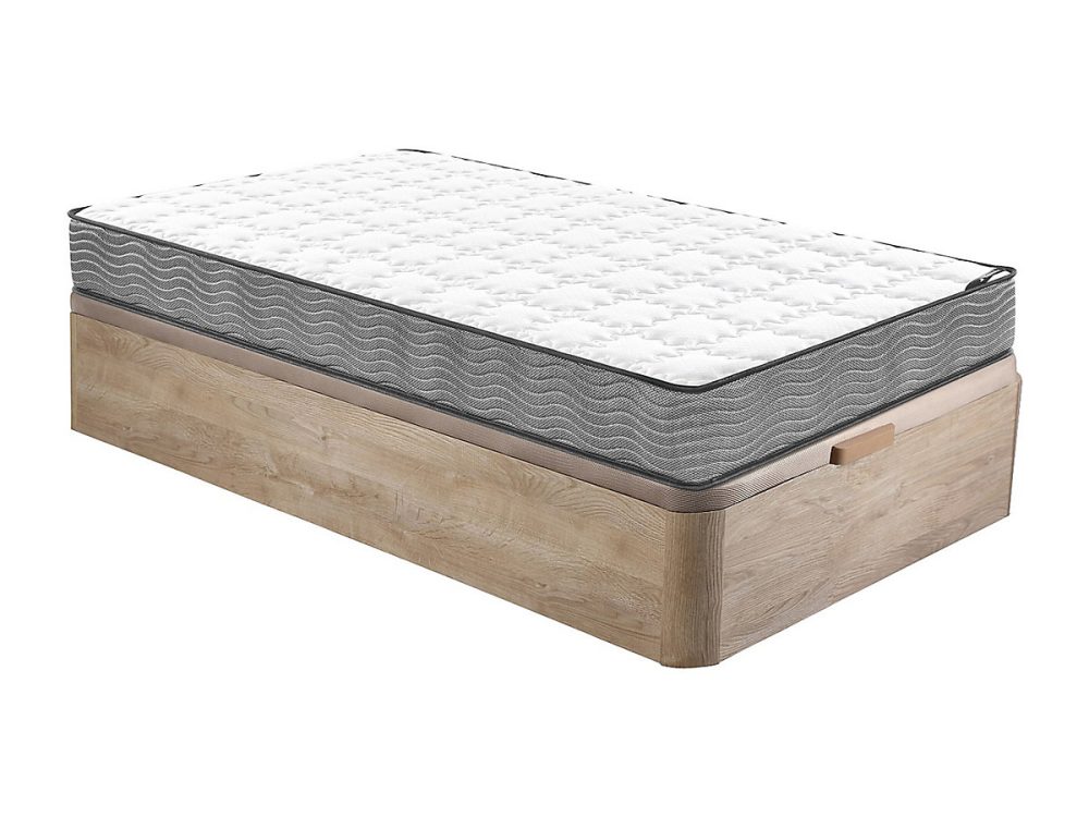 Ensemble 90 × 190 cm sommier coffre naturel clair + matelas ressorts ensachés ép.19cm – KIJAL II de YSMÉE