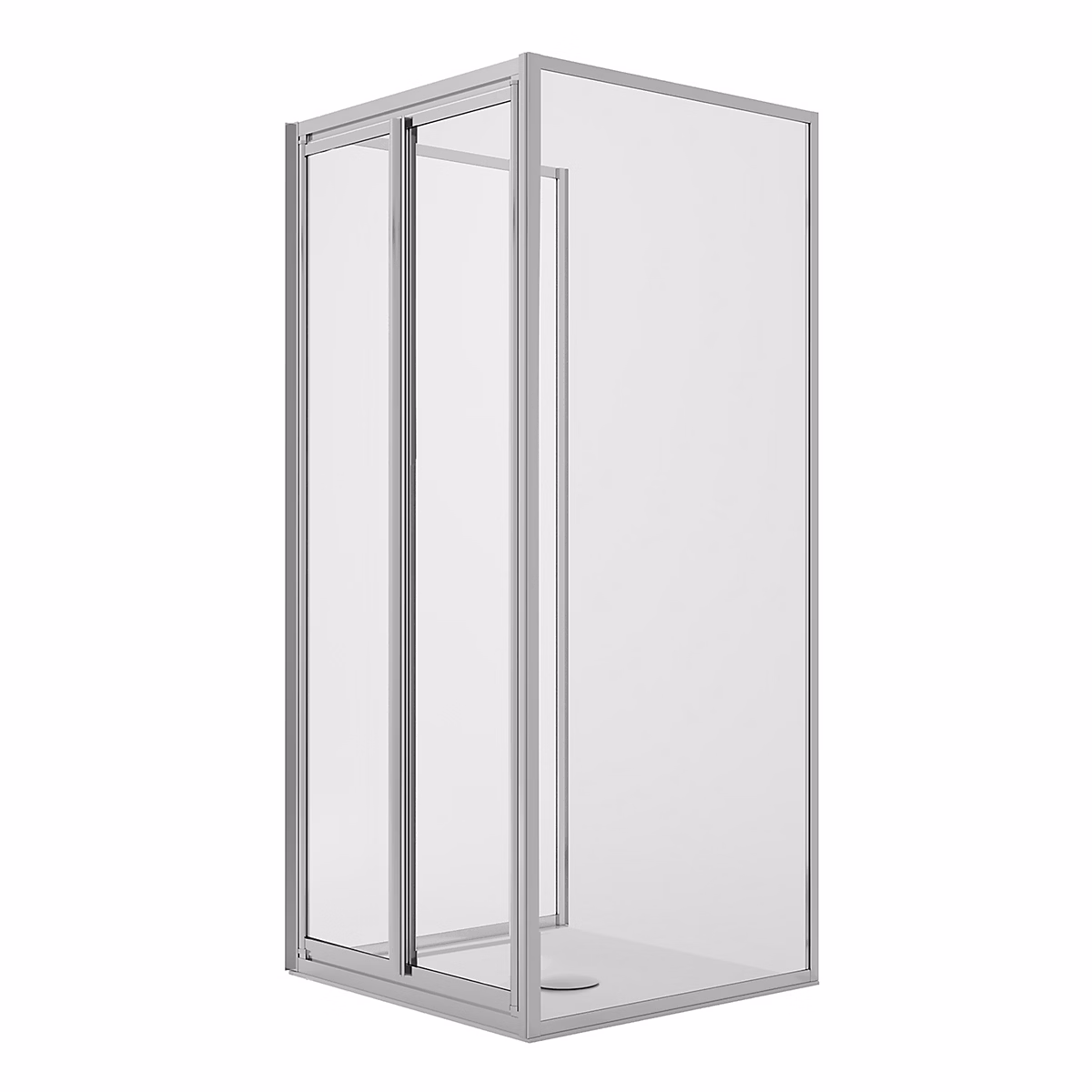 Cabine de douche 3 côtés 90 × 100 × 90CM H185 Verre Transparent 2 Fixes+Saloon 2 Pivotantes 100 mod.Clint