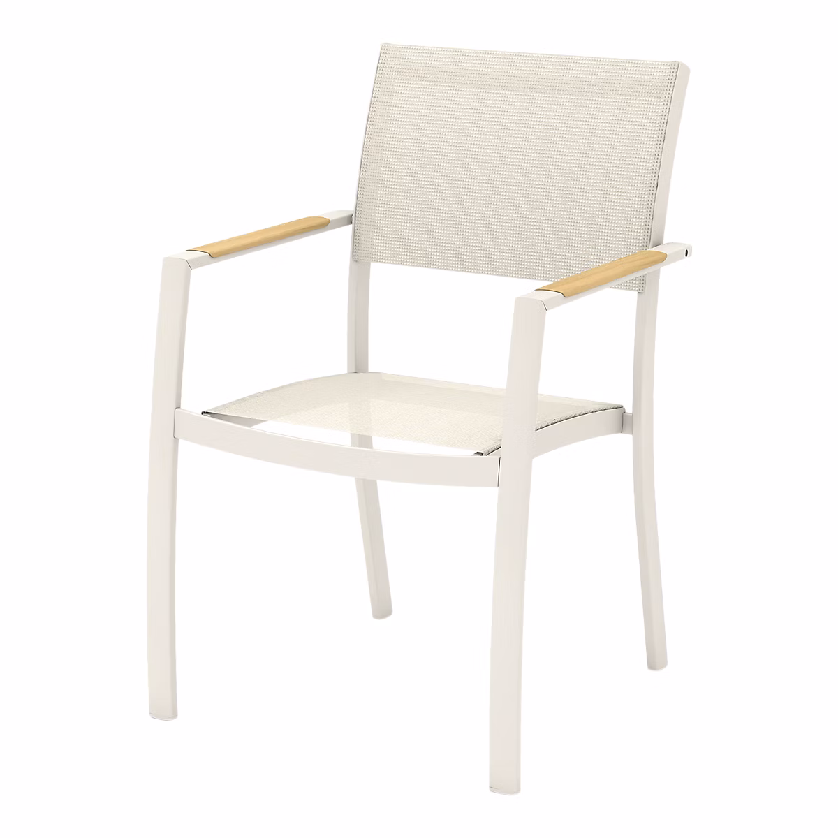 Salon et mobilier de jardin – Fauteuil de jardin empilable Rowa en aluminium coloris crème et accoudoirs imitation bois GoodHome