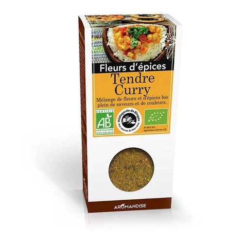 Fleurs d'épices pour tendre curry bio en boite marron de 40 g