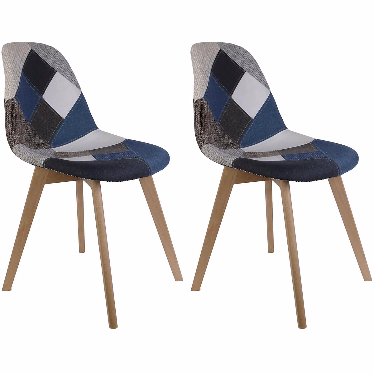 Chaise scandinave Patchwork (Lot de 2) Bleu – Réf. KXOKJEOYQ1239445673