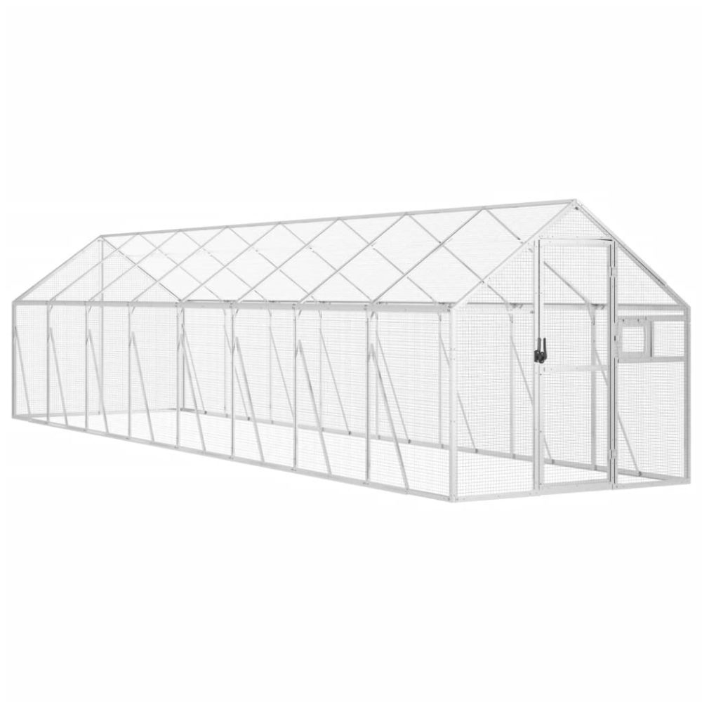 vidaXL Volière argenté 1,79x8x1,85 m aluminium – 85 m 185 cm