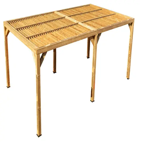 Pergola coloris beige en bois traité très haute température - 3,41 x 6,14 m