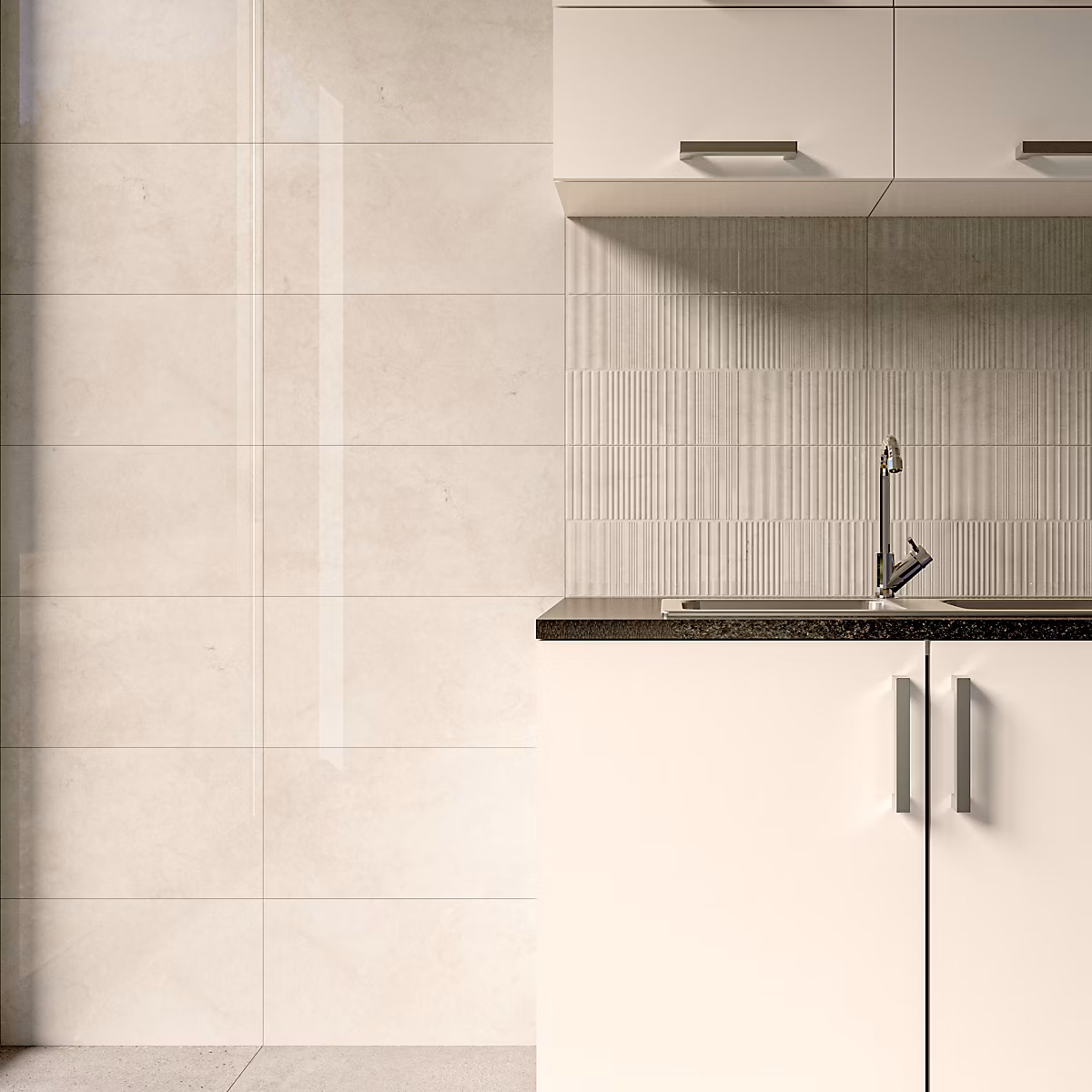 Faïence murale effet marbre beige brillant L.60 x l.30 cm x ép.7 mm – Santorini