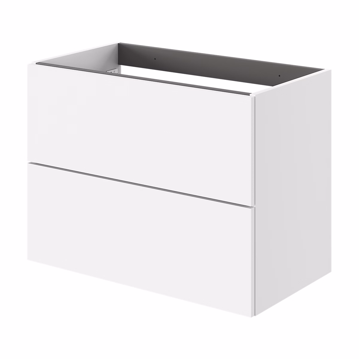 Meuble sous vasque l.80 x H.60 x P.45 cm – blanc mat, 2 tiroirs sans poignées, Kentia