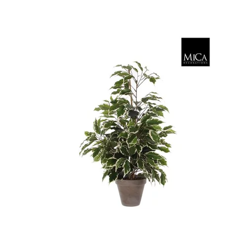 Ficus Exotica vert panaché plante artificielle en pot gris H 65 x Ø 60 cm