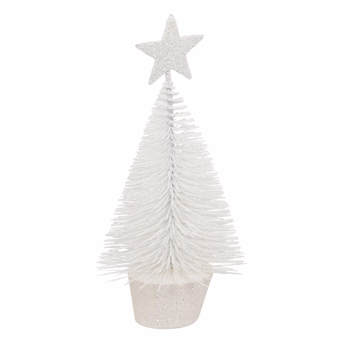 Décoration de Noël – Décoration de table noël sapin blanc avec étoile pailletée 14cm Feeric Light & Christmas