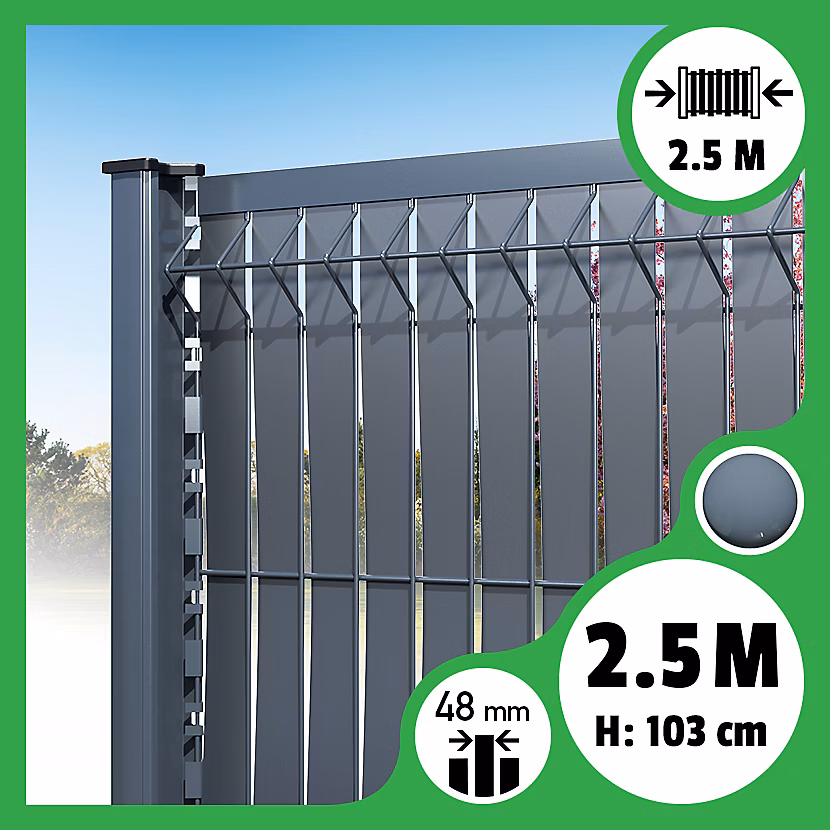Brise – vue Lattes aluminium N55 | Gris Anthracite | 103 cm | 2 | 50 mètres