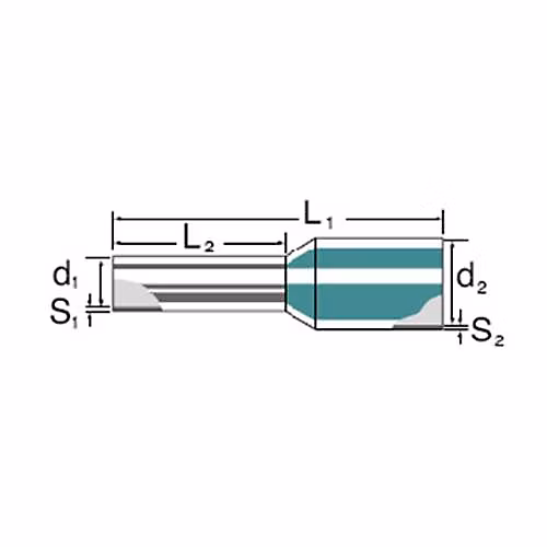 Embout de câble Weidmüller H0 – 75/14D GR 1 × 0,75 mm², 14 mm, pack de 500