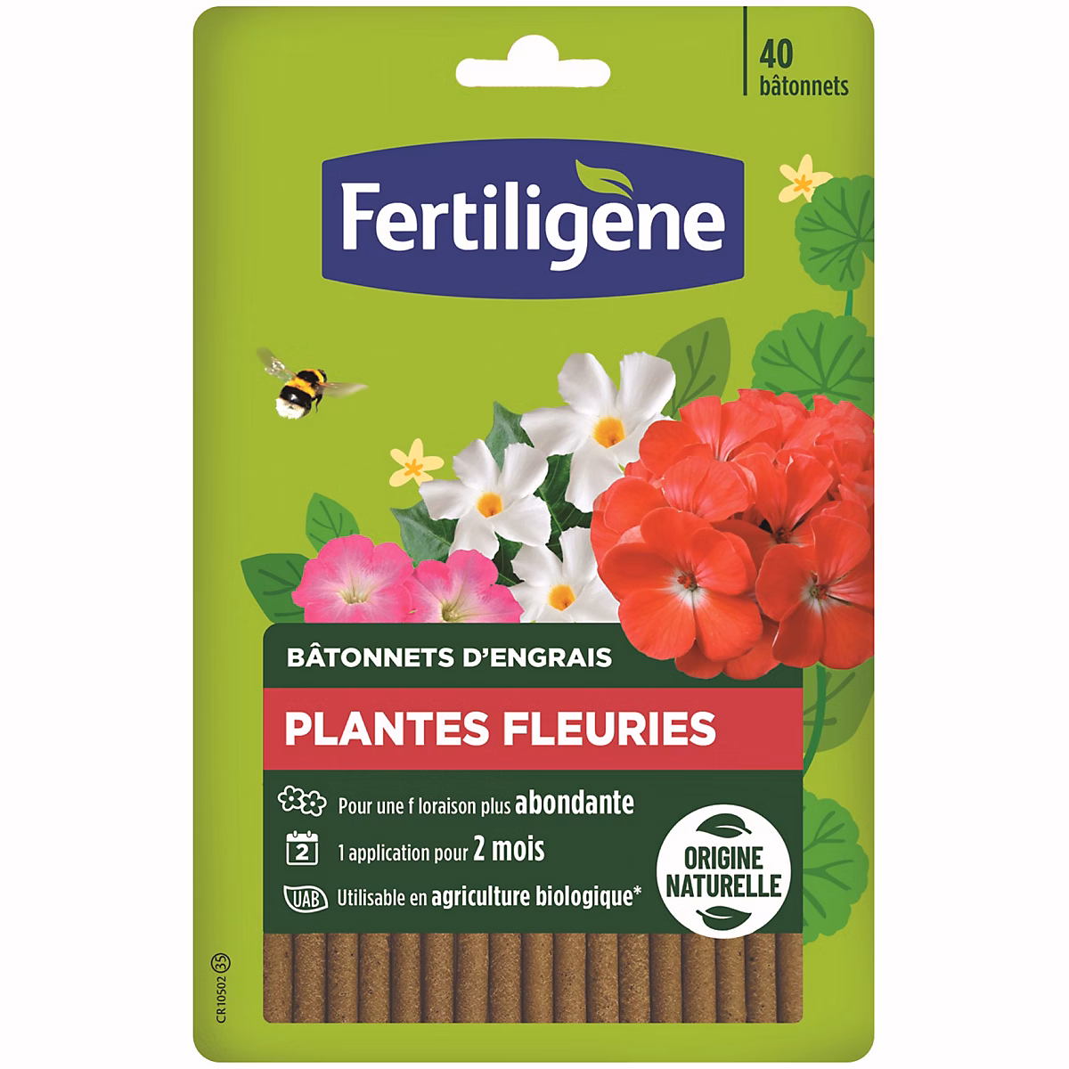 Graines de fleurs et bulbes – 40 bâtonnets d'engrais plantes fleuries Fertiligène