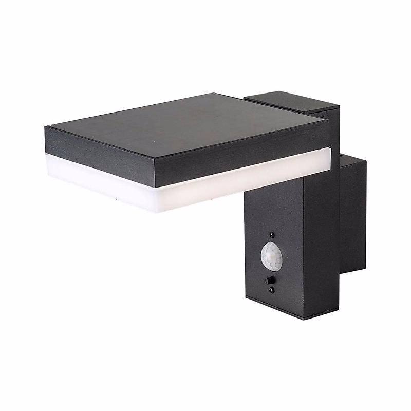 Applique Solaire Extérieure | Détecteur PIR – 220lm – IP54 – 3000K – Aluminium Noir