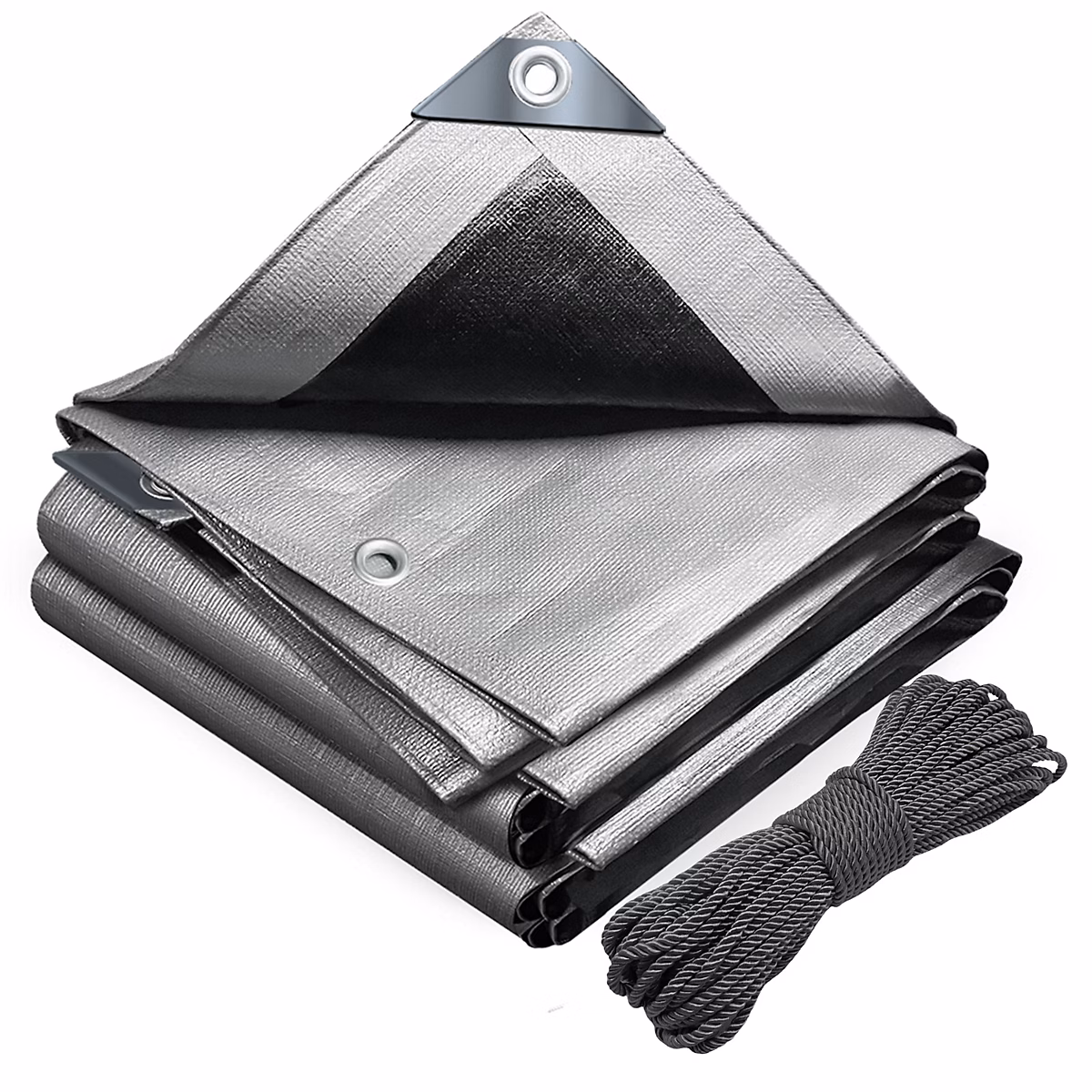 Bâche de Protection en Polyéthylène resistant et impermeable 180g/m² gris et noir 4 × 6m VOUNOT