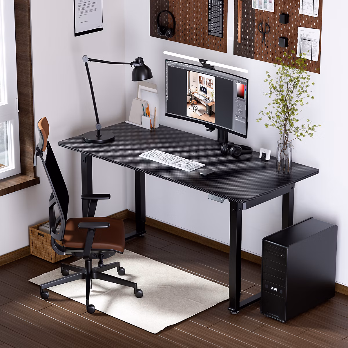 Bureau électrique à hauteur réglable Kirkkonummi 180 × 80 cm noir pro.tec
