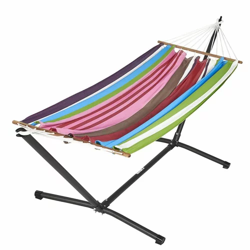 Set support et hamac MetaliK coloris multicolore Magifico en métal et polypropylène Jobek Hamacs - 300 x 140 x 95 cm