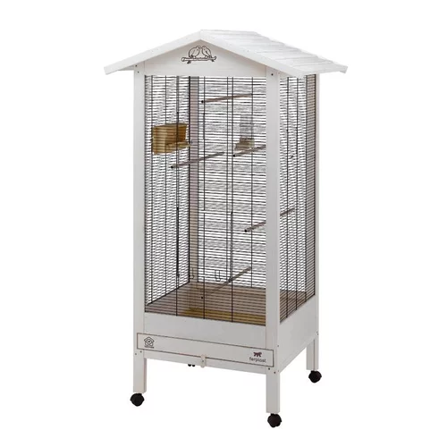 Volière pour canaris et oiseaux exotiques coloris blanc en bois Ferplast Hemmy – 84,5 x 65,5 x 165 cm