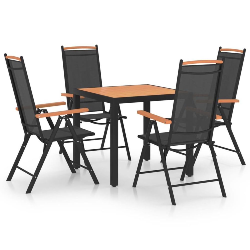 VIDAXL Ensemble a manger de jardin 5 pcs aluminium noir – Mobilier de jardin