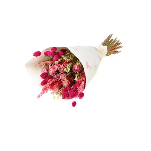 Bouquet de fleurs séchées Trendy Pink coloris rose - H 50 cm