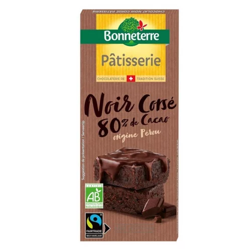 Chocolat noir patisserie 80% cacao bio Bonneterre - 180 g