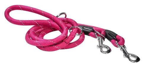 Laisse pour chien en nylon rond coloris fuchsia 3 positions Bobby Walk - 189 cm
