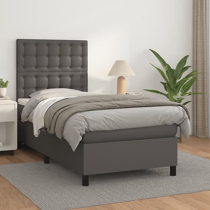 347221 vidaXL Cadre de lit Noir 90 × 190 cm Similicuir