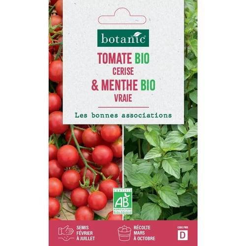 Mélange de graine de tomate cerise bio et de menthe vraie bio botanic® - graines à semer